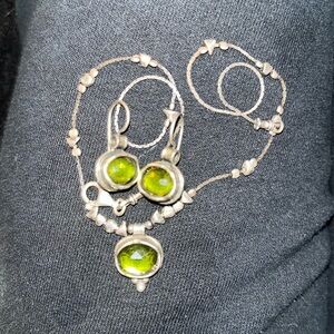Elegant Silver and Green Jewelry Set